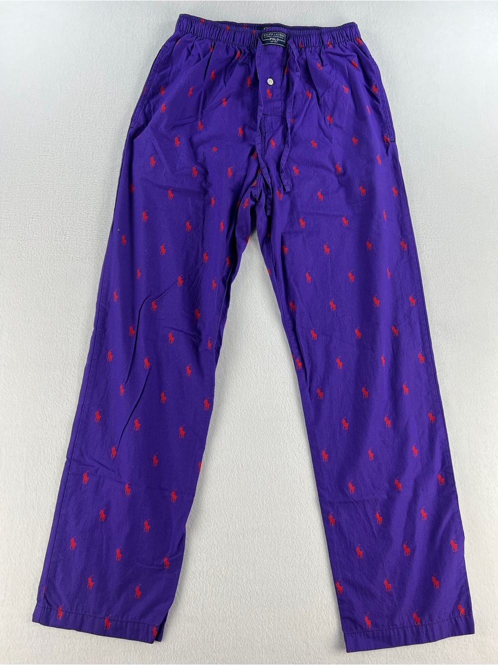 Polo Ralph Lauren Mens Classic Royal Purple Pajama Pants Bottom Red Pony Size S